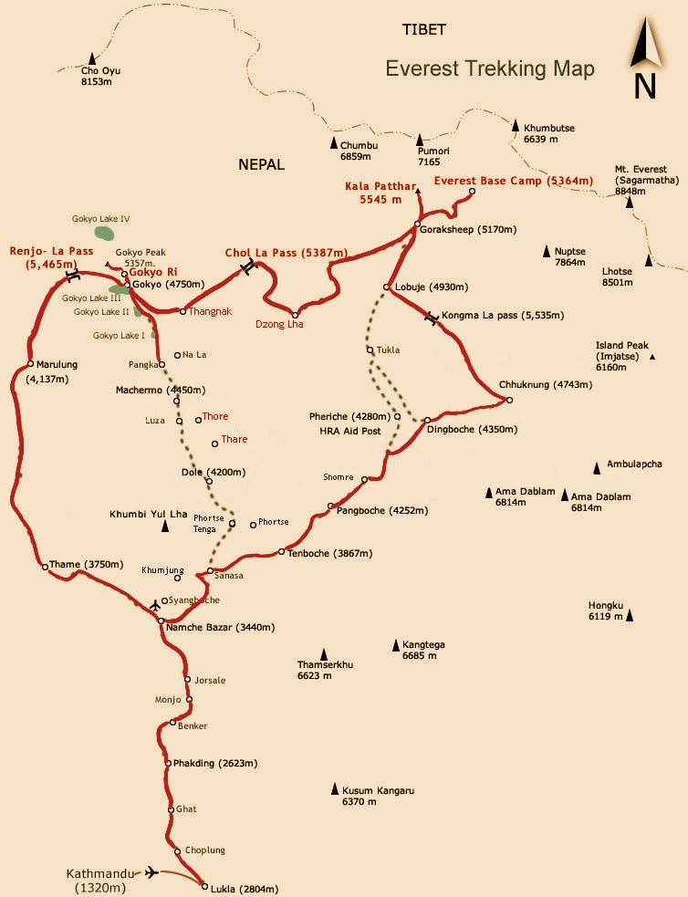 Everest Base Camp trek Map